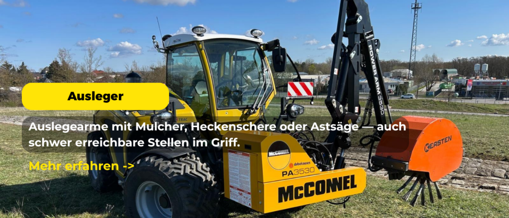 RigiTrac mit McConnel Ausleger und Kersten Wildkrautbürste.