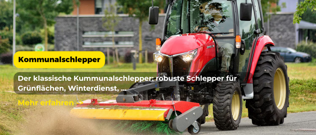 Kommunalschlepper von Yanmar und Kubota für Grünflächenpflege, Winterdienst und Transport — robust im Alltag, auch als Ersatz für Ihren bestehenden Schlepper. Beratung und Service direkt bei Rosenow's in Reinfeld.